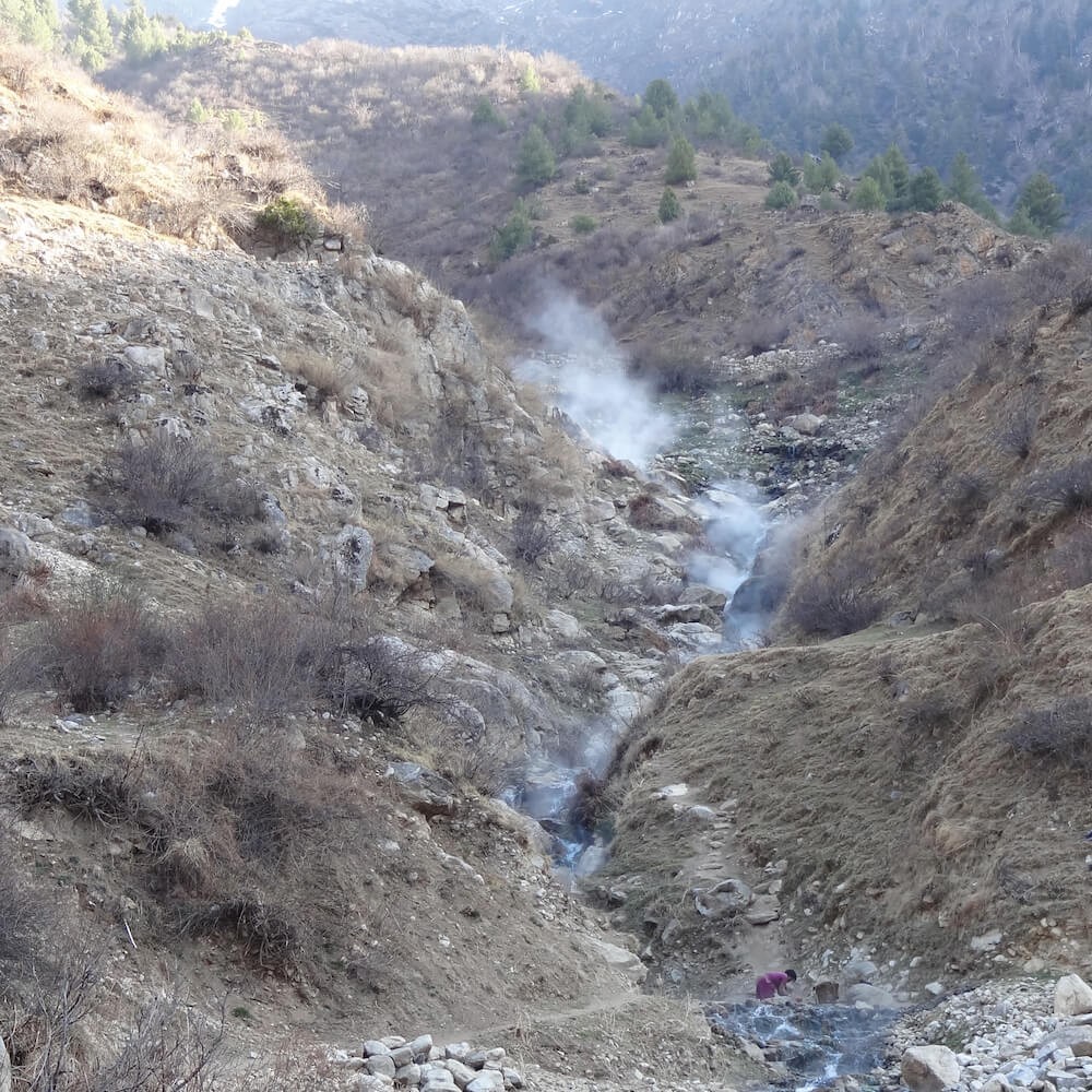 Natural Hot Spring River in Limi Valley Trek